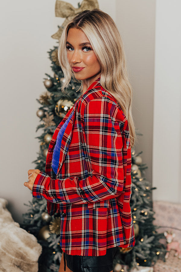 Red Wine Sipping Plaid Blazer