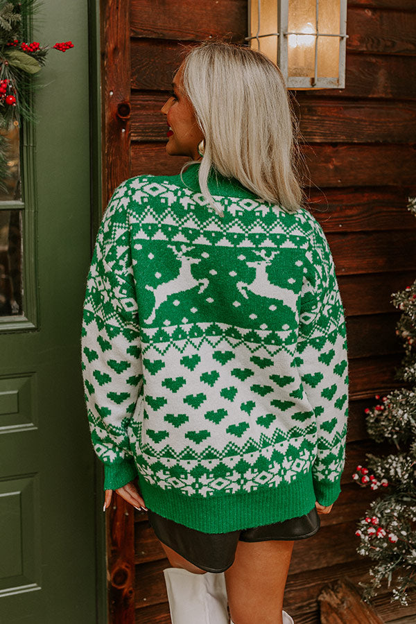 Holiday Movie Night Knit Sweater in Green