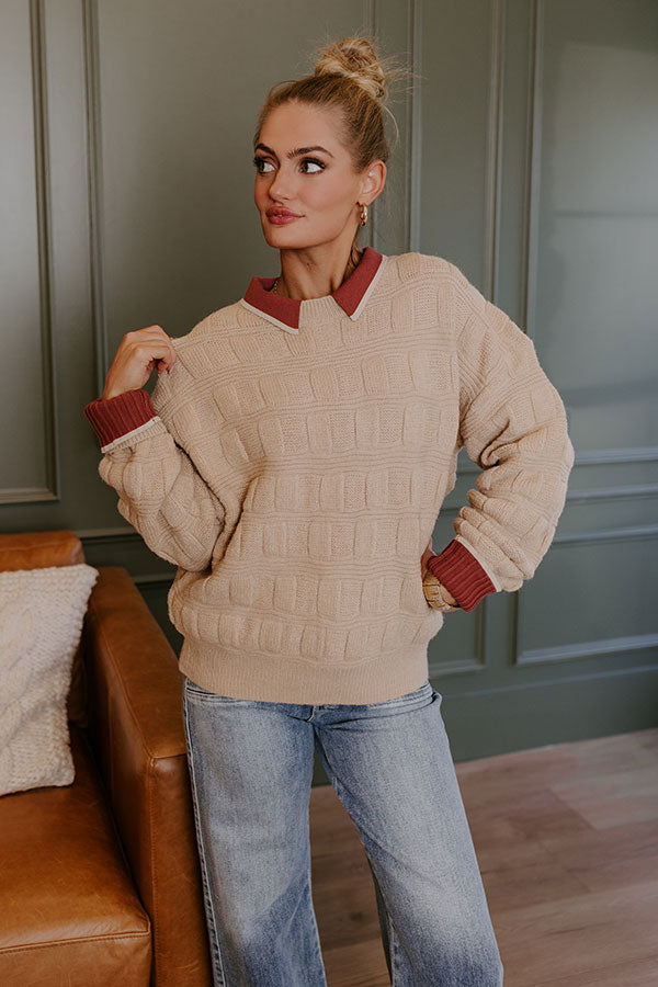 Crackling Fire Knit Sweater in Iced Latte