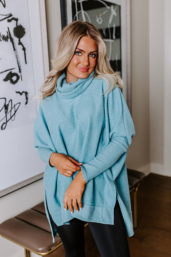 Time For Cozy Sweater in Light Teal