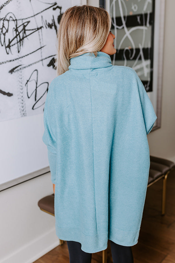 Time For Cozy Sweater in Light Teal