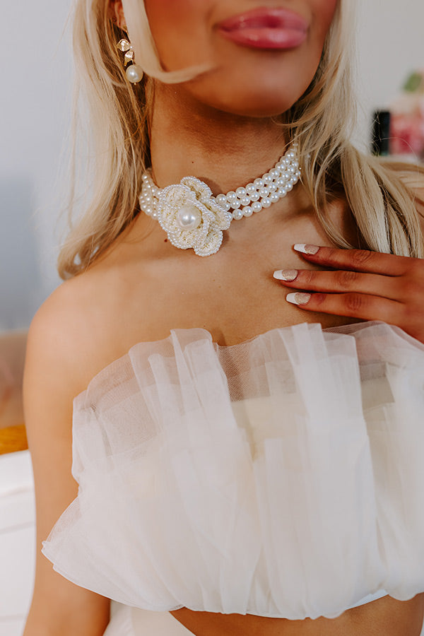 Floral Statement Pearl Choker In Ivory