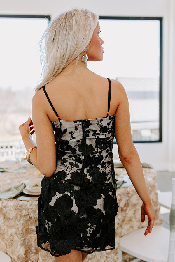 Floral Moment Embroidered Mini Dress in Black