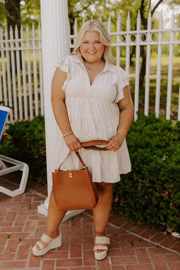 Newsworthy Style Linen-Blend Babydoll Dress In Stone Curves