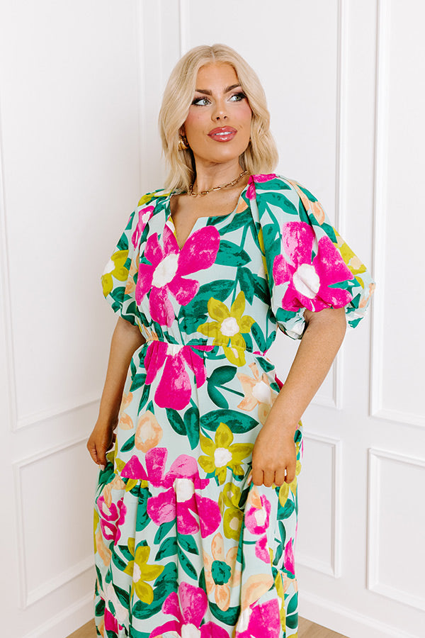 Porch Swing At Sunset Floral Midi in Limpet Shell Curves