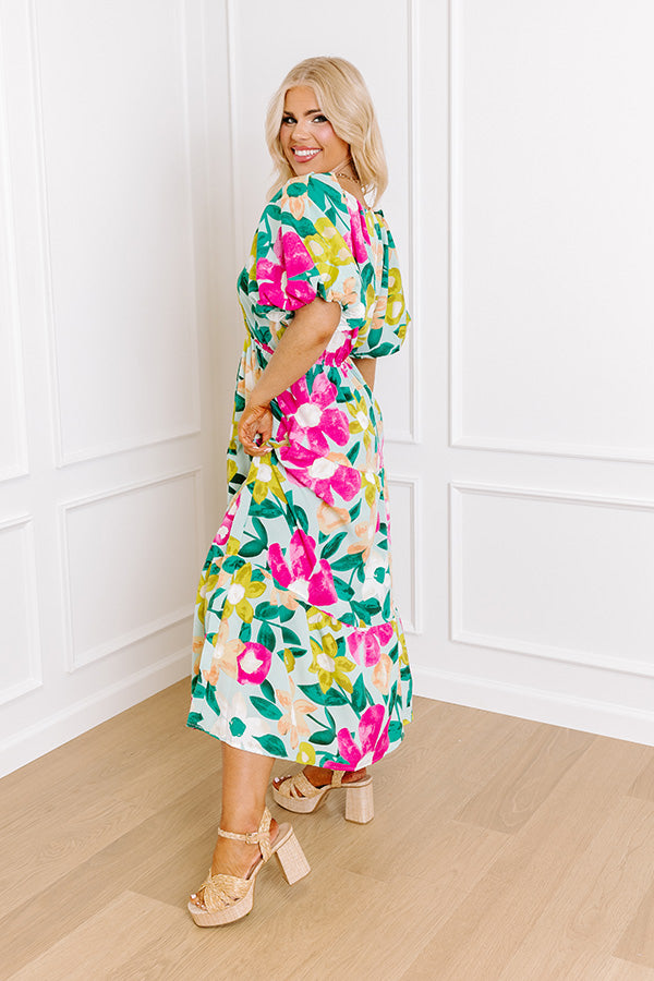 Porch Swing At Sunset Floral Midi in Limpet Shell Curves