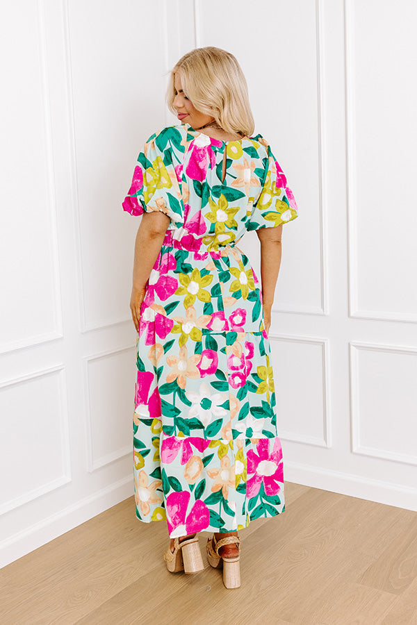 Porch Swing At Sunset Floral Midi in Limpet Shell Curves
