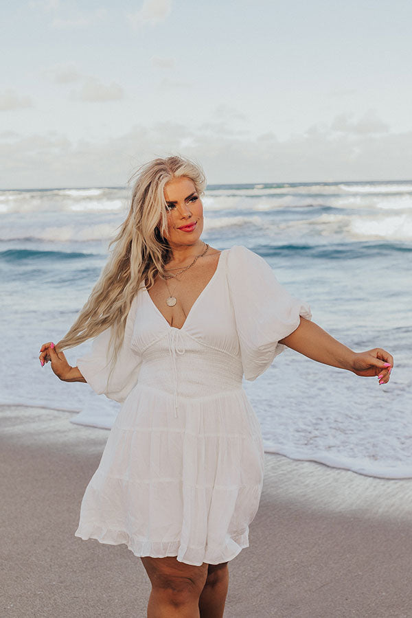 Whispering Muse Smocked Mini Dress In White Curves