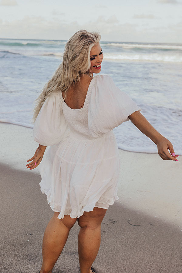 Whispering Muse Smocked Mini Dress In White Curves