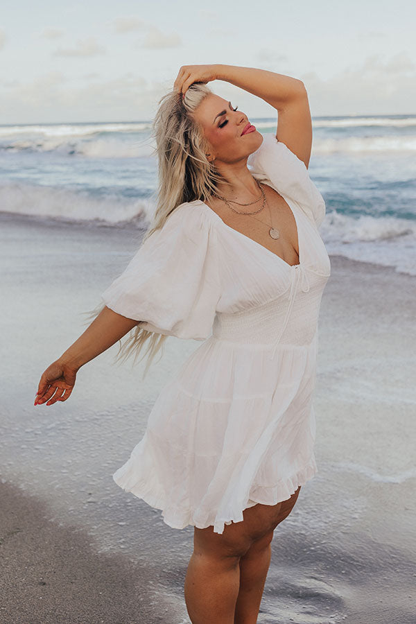 Whispering Muse Smocked Mini Dress In White Curves