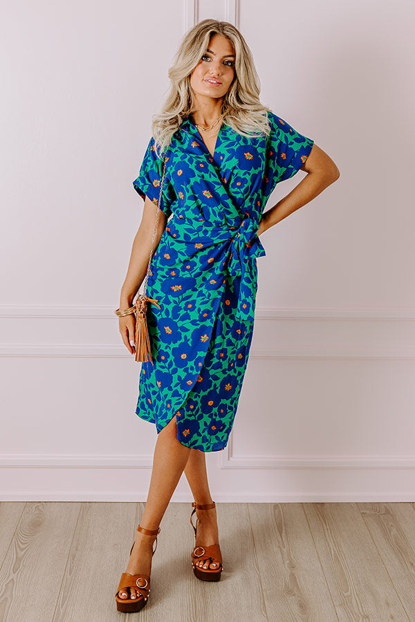 Botanical Garden Wrap Midi in Green