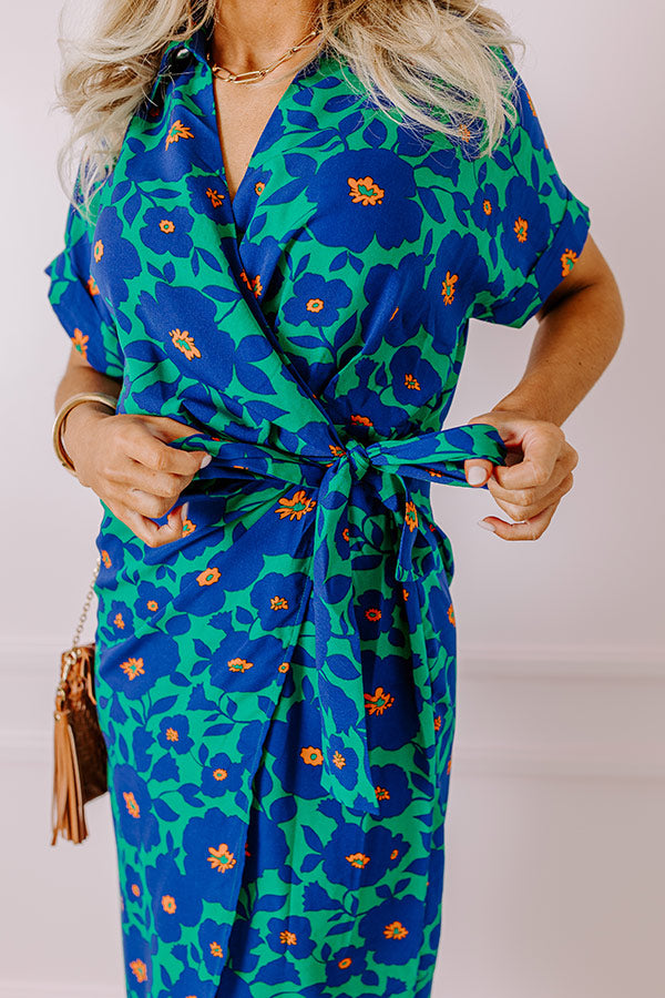 Botanical Garden Wrap Midi in Green