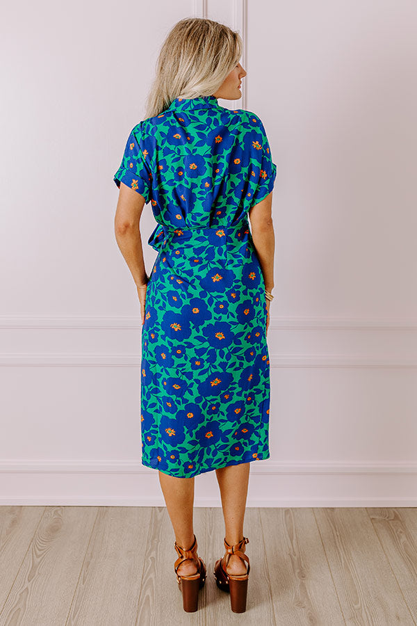 Botanical Garden Wrap Midi in Green