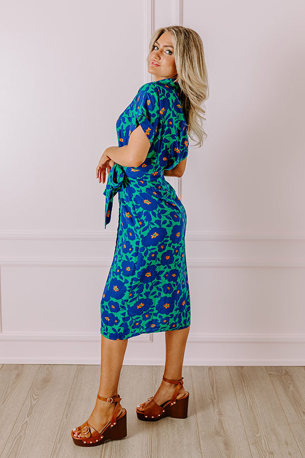 Botanical Garden Wrap Midi in Green