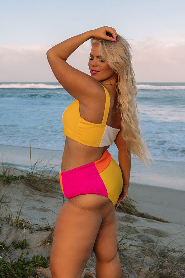 Coastal Cruise High Waist Color Block Bikini Bottom Curves