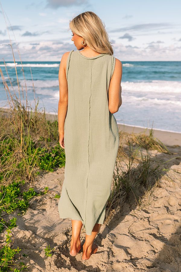 Free Spirited Frayed Midi in Sage