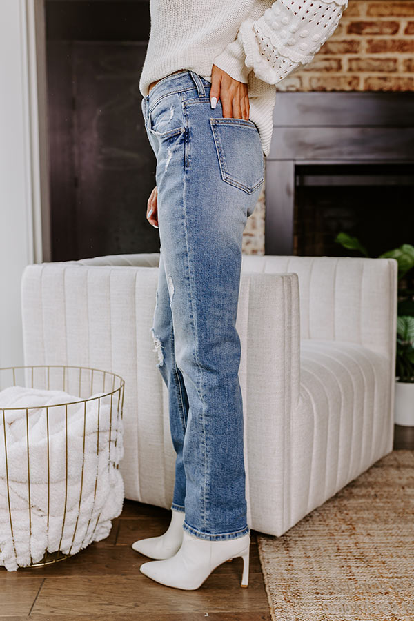 KanCan Reese High Waist Distressed Straight Leg Jean