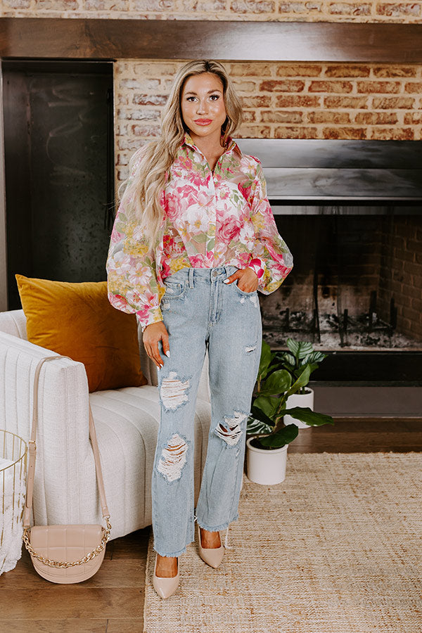Just USA Kai High Waist Distressed Straight Leg Jean