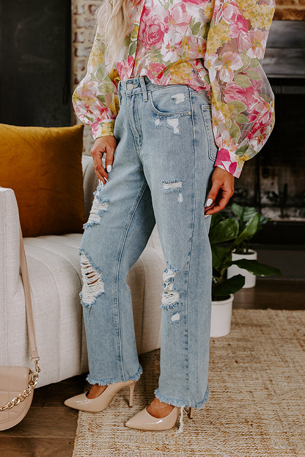 Just USA Kai High Waist Distressed Straight Leg Jean