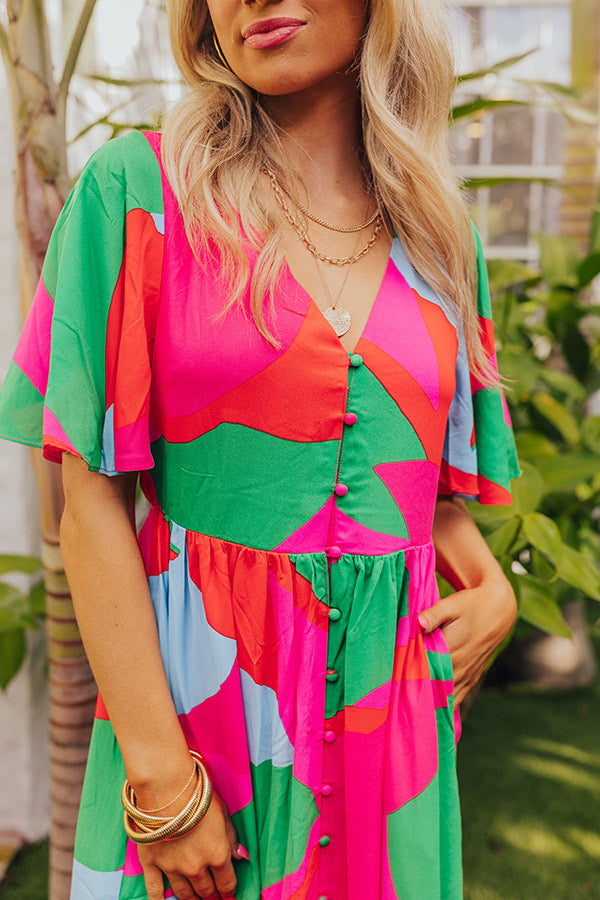 Sailboat Soiree Color Block Maxi in Hot Pink