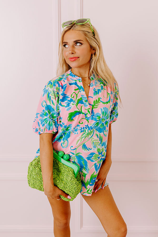 Springtime Happiness Floral Shift Top in Pink