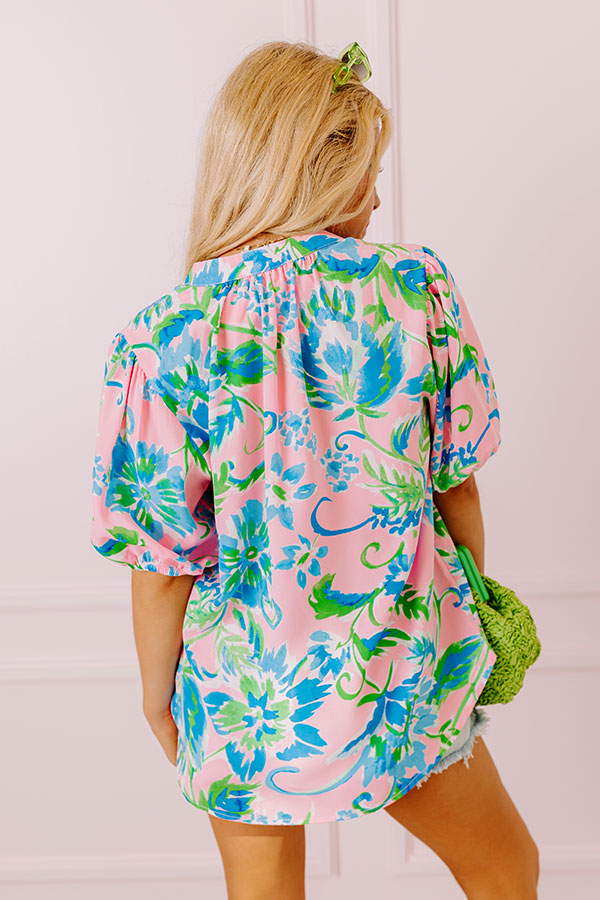Springtime Happiness Floral Shift Top in Pink