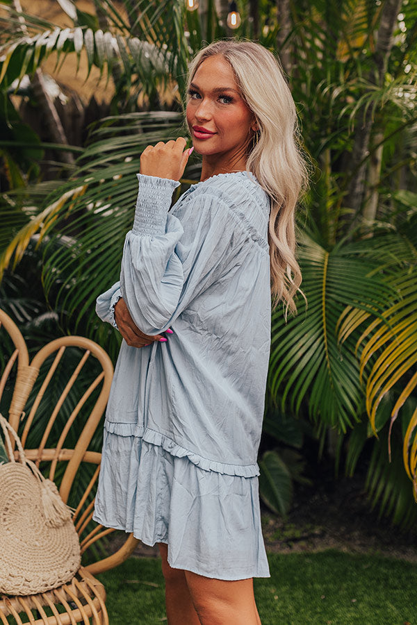 Brunch On The Coast Shift Dress in Sky Blue