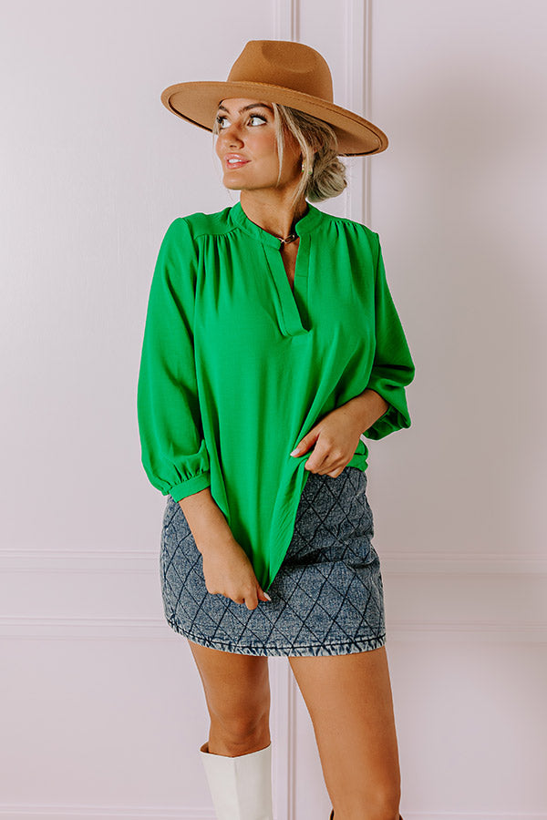 Casual Moment Shift Top in Kelly Green