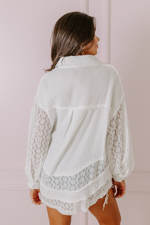 Meadow Muse Lace Button Up In White