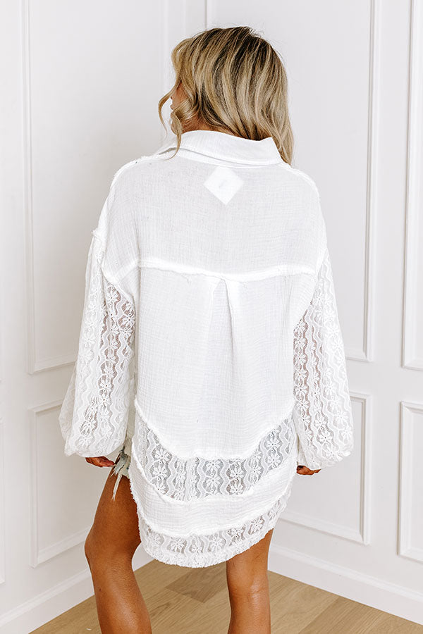 Meadow Muse Lace Button Up In White