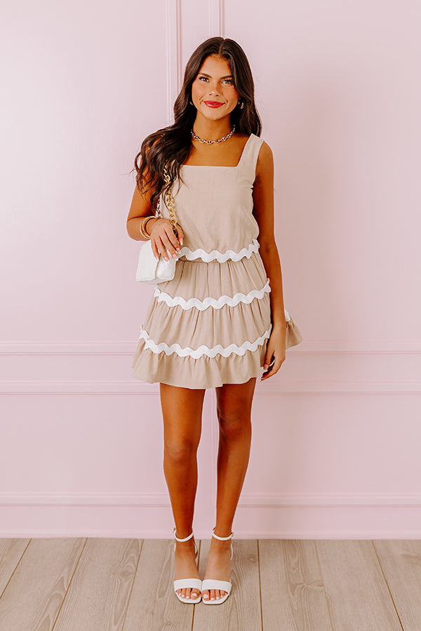Summer Soiree Mini Linen-Blend Skirt In Iced Latte