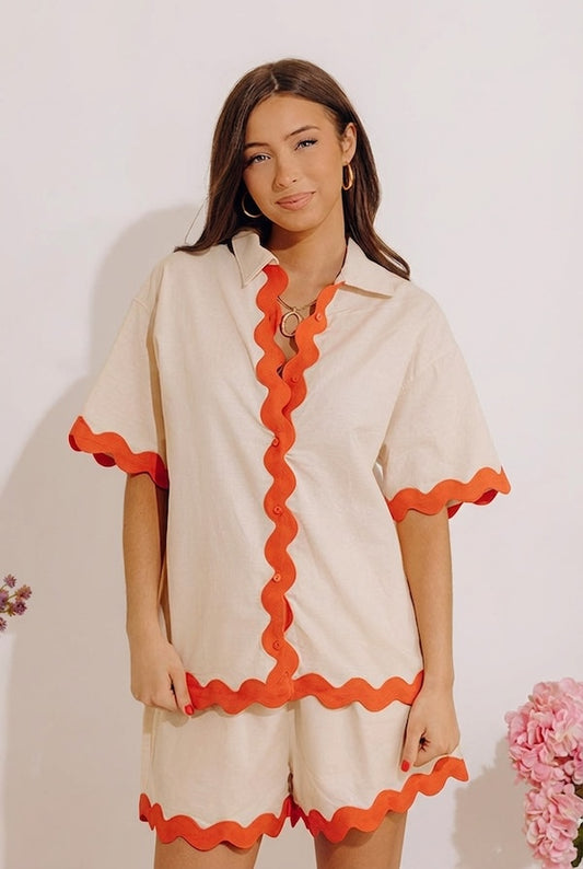 Vacay Escape Linen-Blend Top