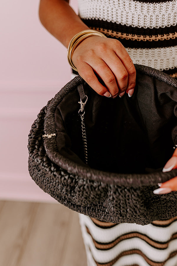 Coral Cove Woven Crossbody In Black