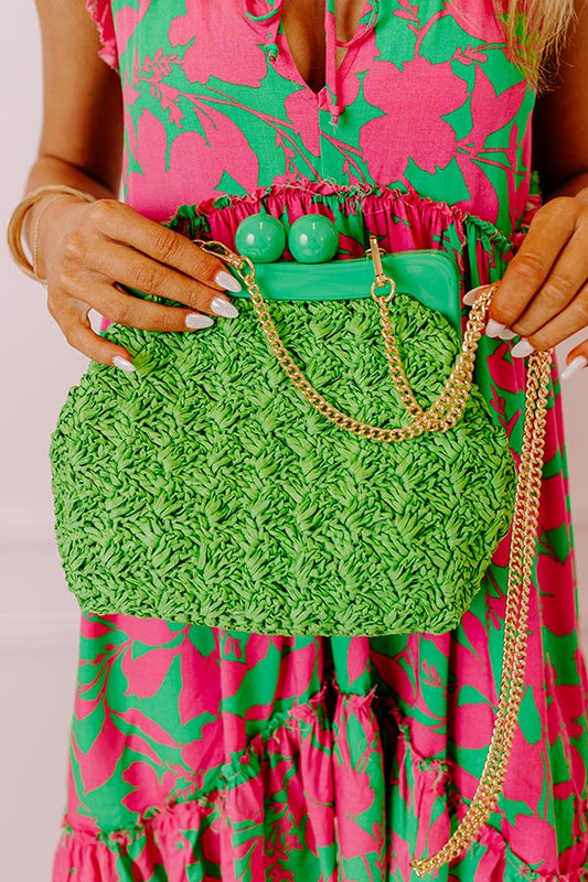 Naomi Woven Crossbody In Kelly Green