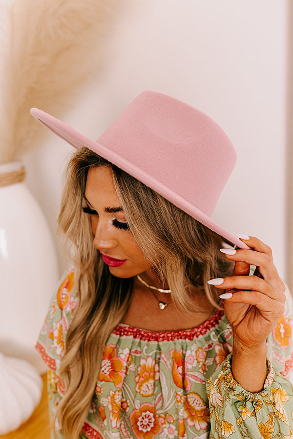 Chic and Charm Felt Fedora in Blush