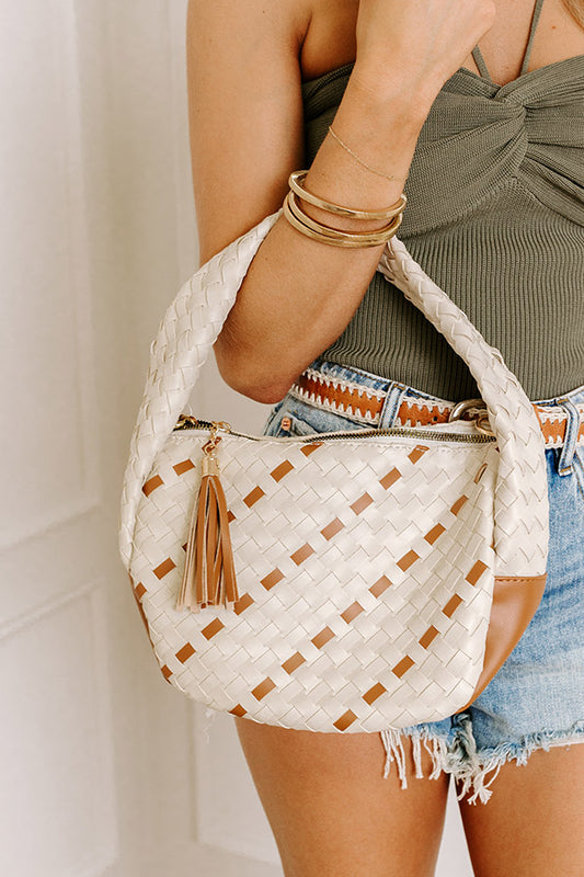 Vacay Escape Faux Leather Woven Purse