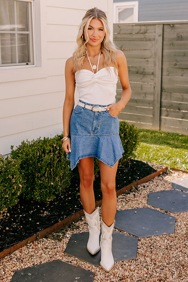 The Avery High Waist Asymmetrical Mini Skirt