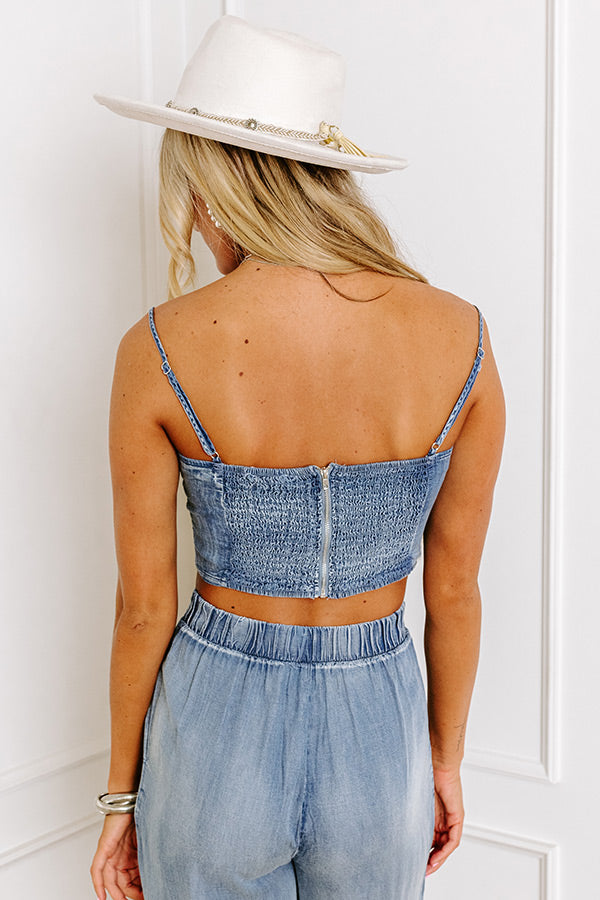 Downtown Dallas Chambray Crop Top
