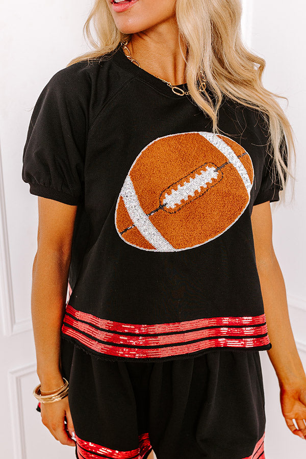 Sideline Social Embroidered Top in Black