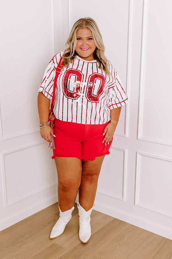 Spirit Squad Sequin Top in Red Curves