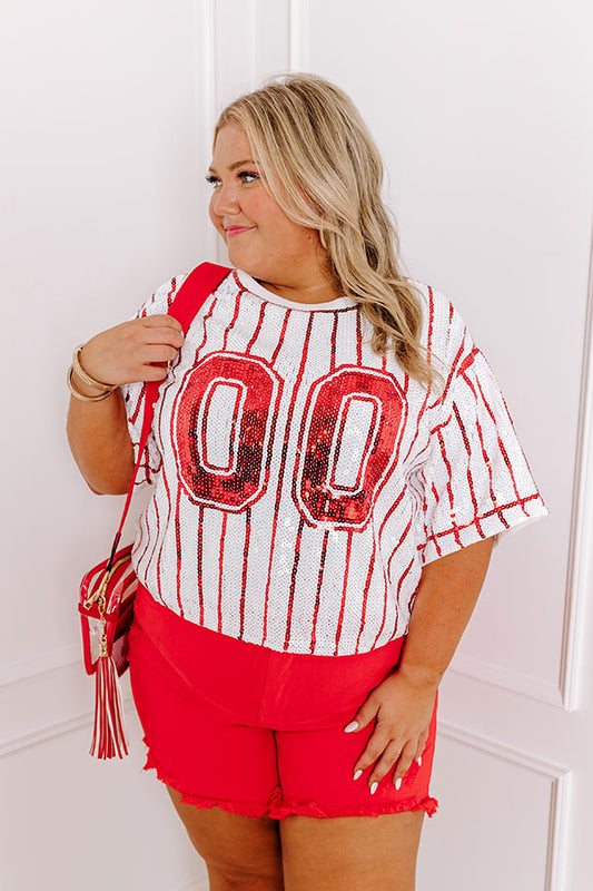 Spirit Squad Sequin Top in Red Curves