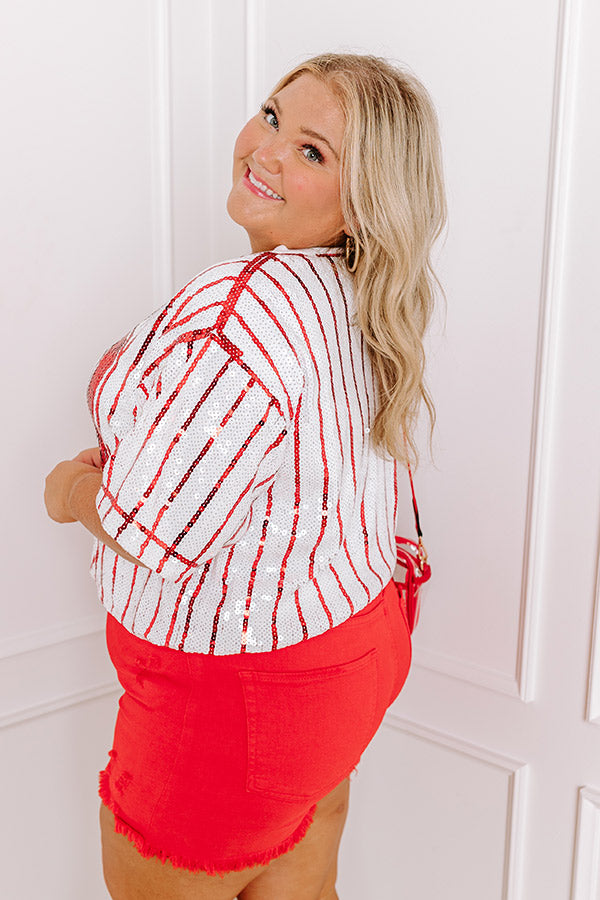 Spirit Squad Sequin Top in Red Curves
