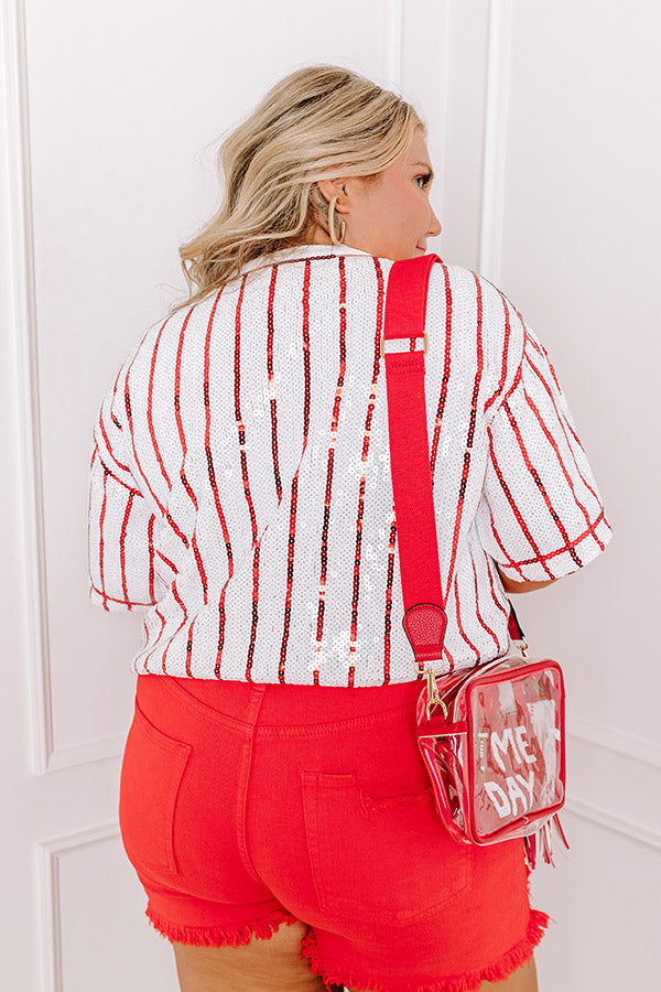 Spirit Squad Sequin Top in Red Curves