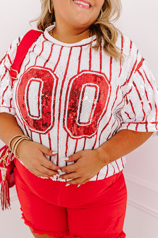Spirit Squad Sequin Top in Red Curves