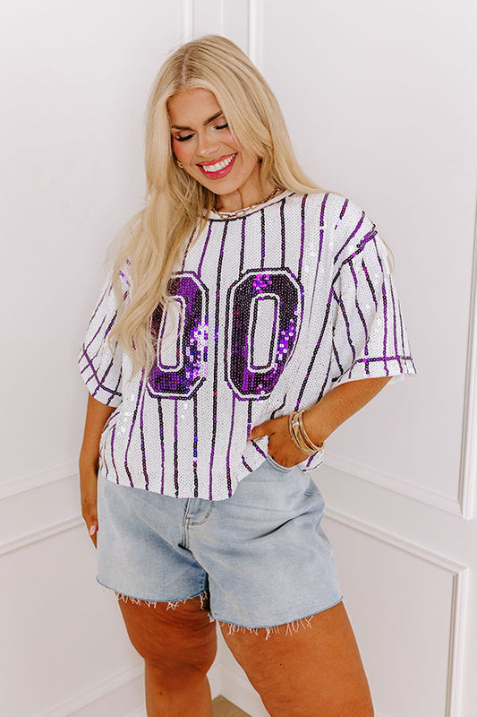 Spirit Squad Sequin Top in Purple Curves