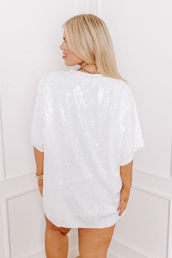 Gameday Sequin Tunic in White Curves