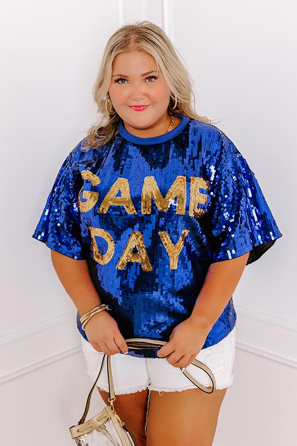 Gameday Sequin Tunic in Blue Curves