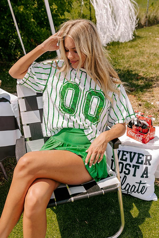 Spirit Squad Sequin Top in Green