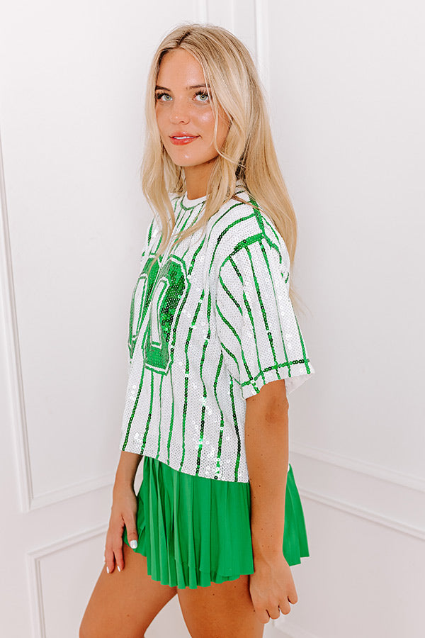 Spirit Squad Sequin Top in Green