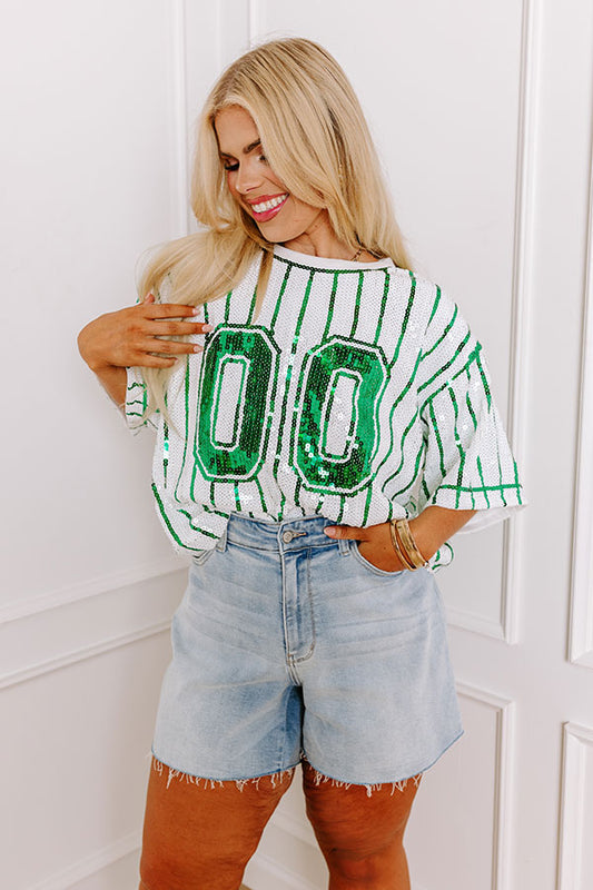 Spirit Squad Sequin Top in Green Curves